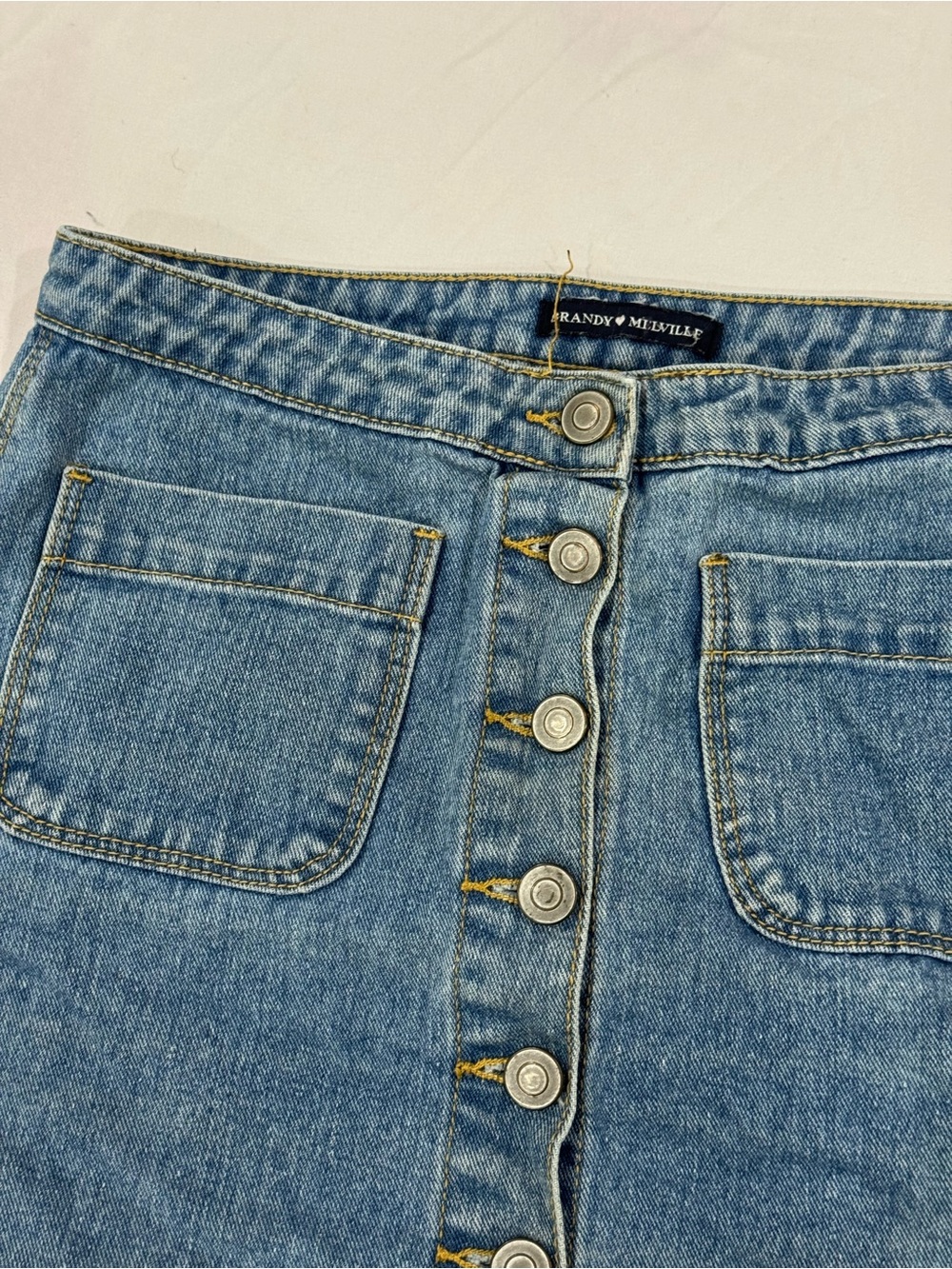 Brandy Melville Light Blue Button-Front Denim Jean MINI SKIRT